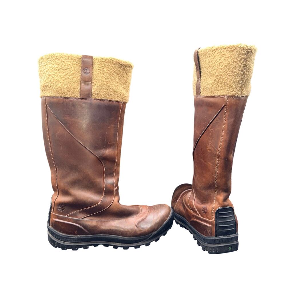 Timberland Women’s 11M Brown Leather Shearling Tall Winter Boots